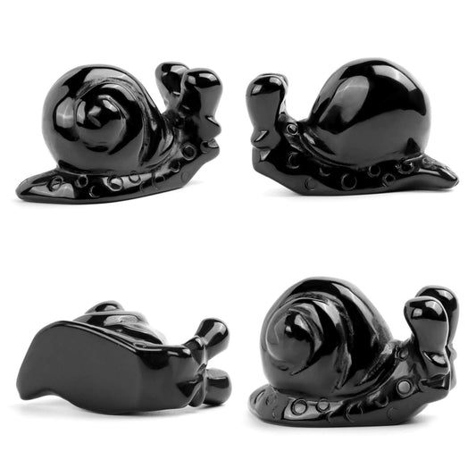 2" Obsidian Snails Carving - Smqartcrystal