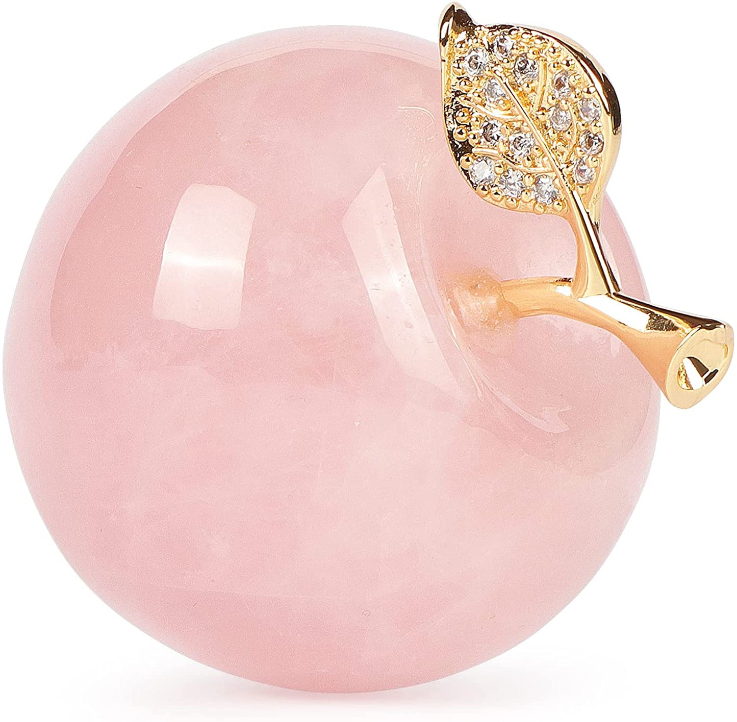 Artistone 1.5" Gold Leaf Rose Quartz Crystal Apple, Crystal Stone Collection SmqartCrystal