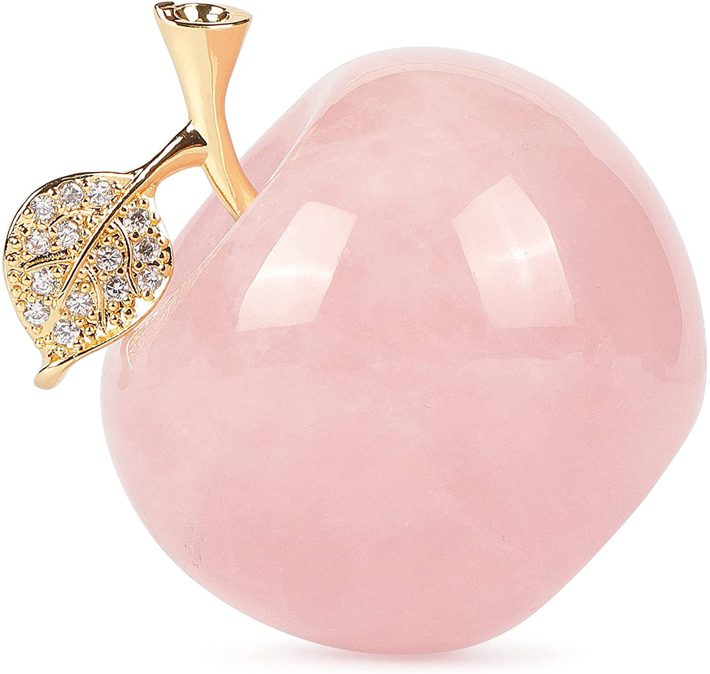 Artistone 1.5" Gold Leaf Rose Quartz Crystal Apple, Crystal Stone Collection SmqartCrystal