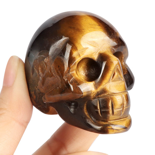 2"  Tigers Eye Skull wholesale - Smqartcrystal