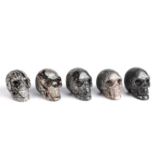 2" black veined jasper Skull wholesale - Smqartcrystal