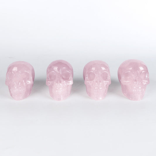 3" Rose Quartz Skull Statue - Smqartcrystal