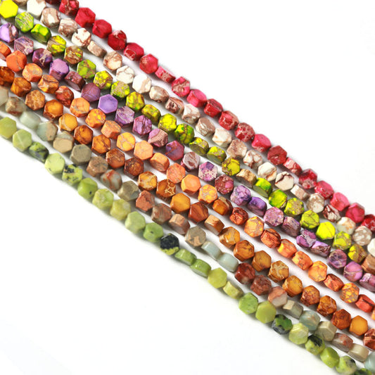 6-8mm Hexagon Beads, Stone Powder Opal Retail Beads SmqartCrystal