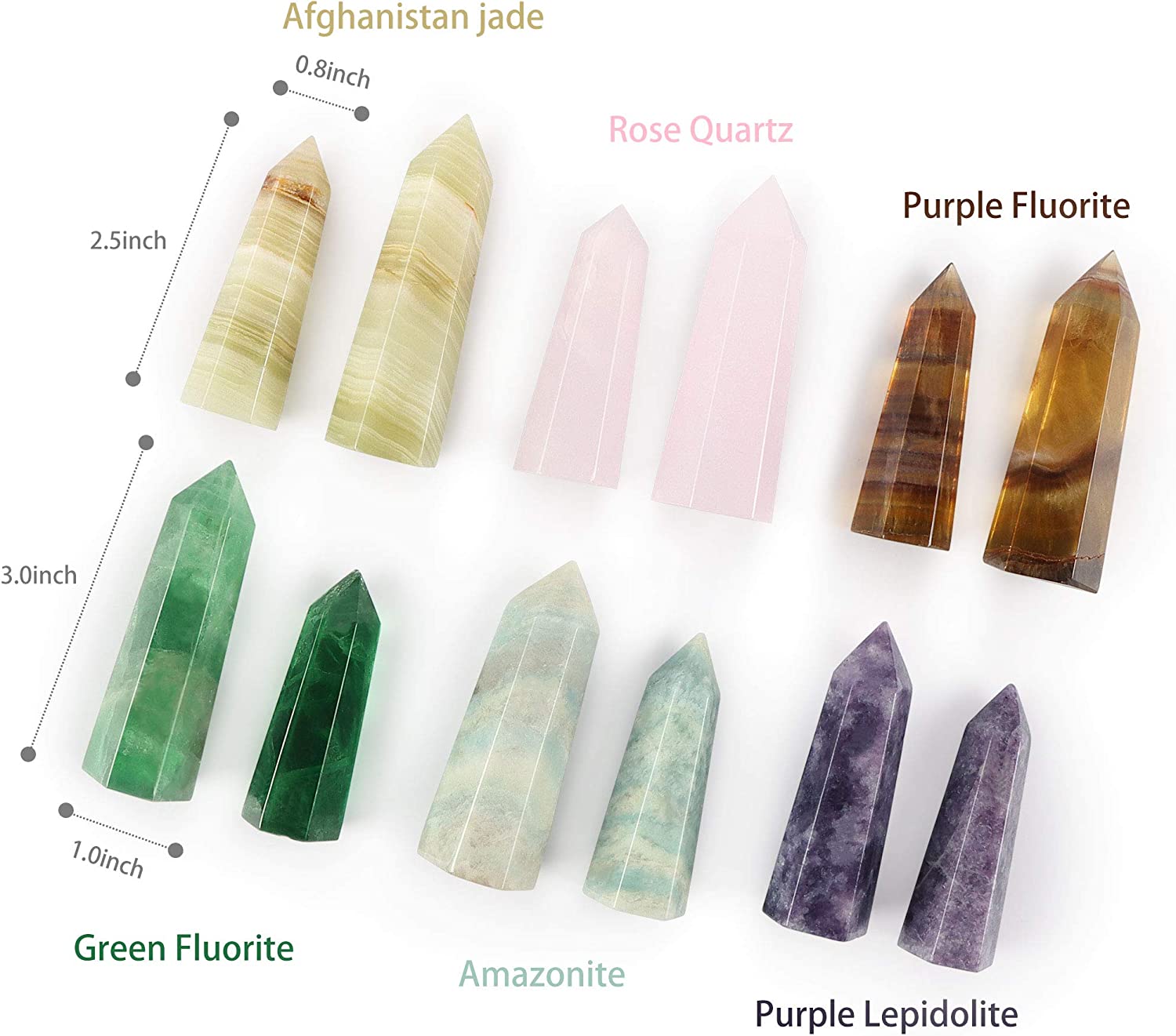 2.36"/2.76" Single Point Tower Stone Gemstones and Crystals (2pcs) - Smqartcrystal