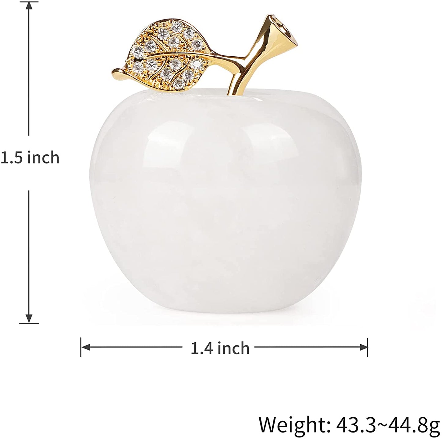 Artistone 1.5" Gold Leaf Clear Quartz Crystal Apple, Crystal Stone Collection SmqartCrystal