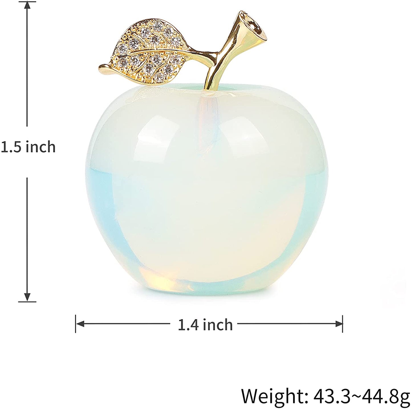 Artistone 1.5" Gold Leaf Opalite stone Crystal Apple, Crystal Stone Collection SmqartCrystal