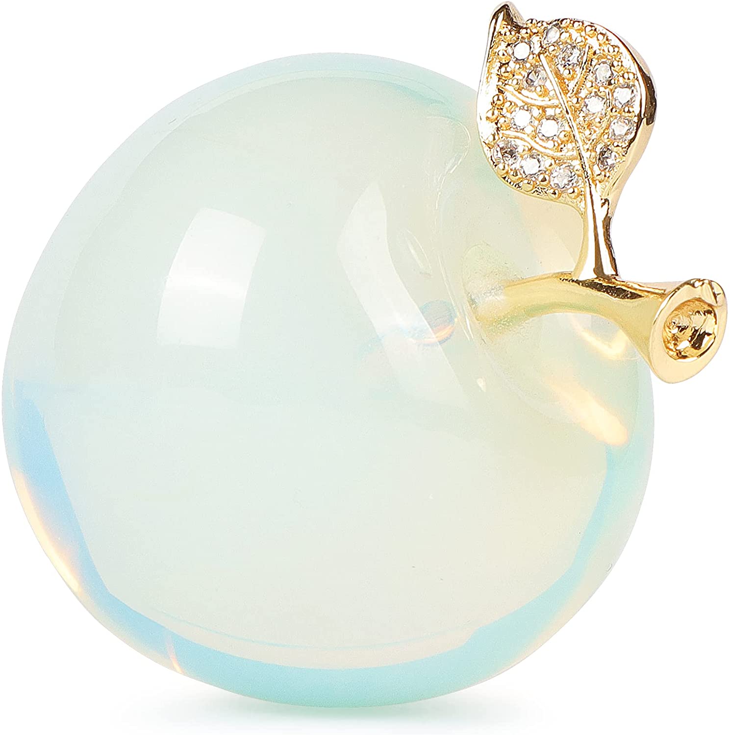 Artistone 1.5" Gold Leaf Opalite stone Crystal Apple, Crystal Stone Collection SmqartCrystal