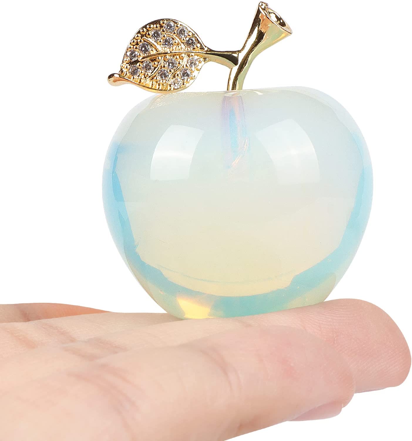 Artistone 1.5" Gold Leaf Opalite stone Crystal Apple, Crystal Stone Collection SmqartCrystal